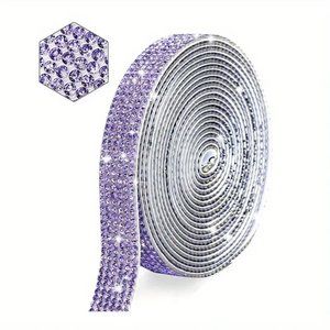 NEW 1 Roll Self Adhesive Rhinestone Strips, Bling Gemstone Sticker - Purple